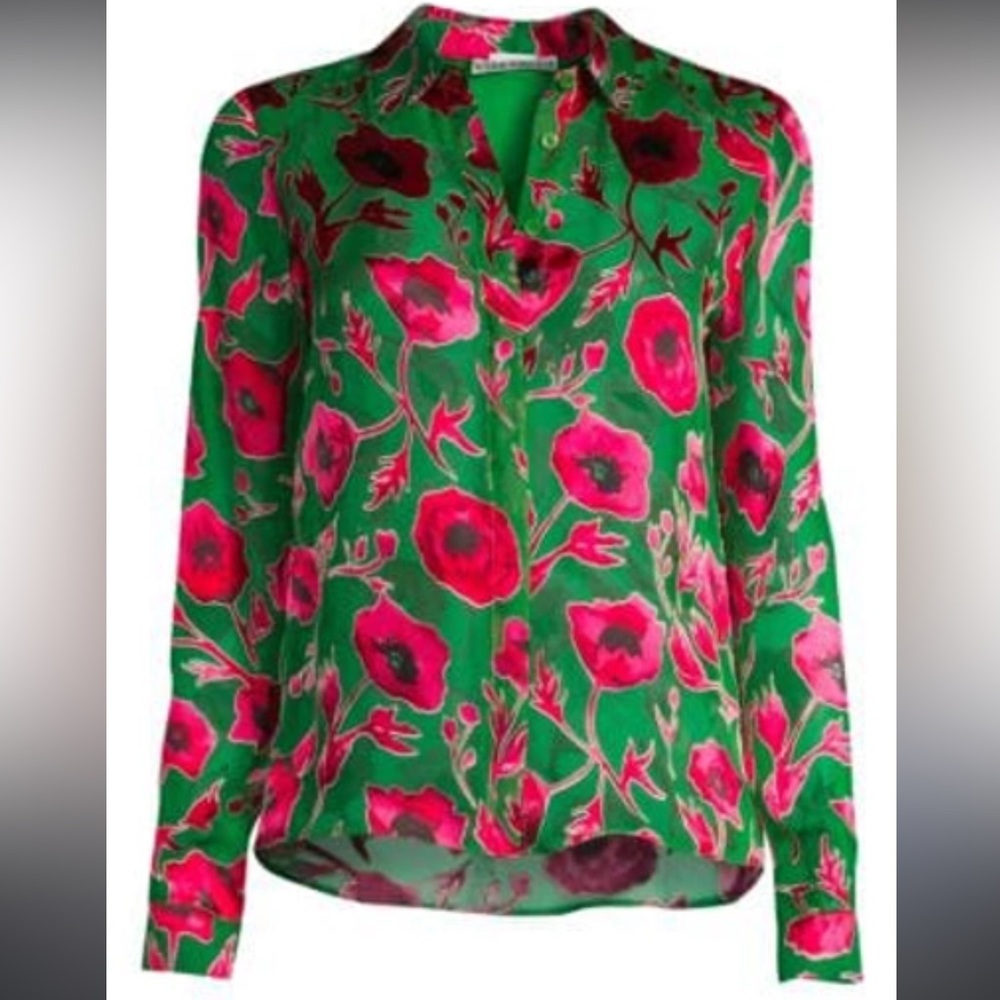 ALICE AND OLIVIA
Willa Poppy Print Top In Poppy Garden size small